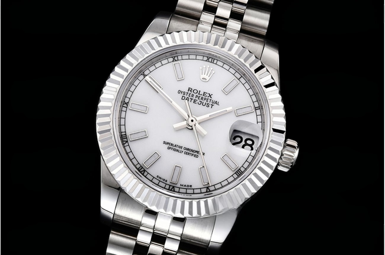 Datejust LADY 31mm Jub Flt 904L SS/SS Wht/Stk GMF A2824