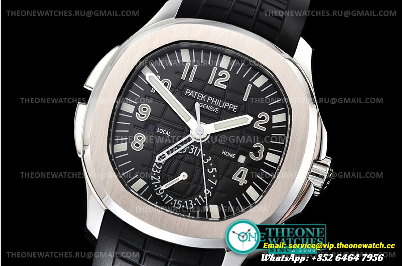 Patek Philippe - Aquanaut Travel Time 5164A SS/RU Blk GRF V2 MY9015 Mod