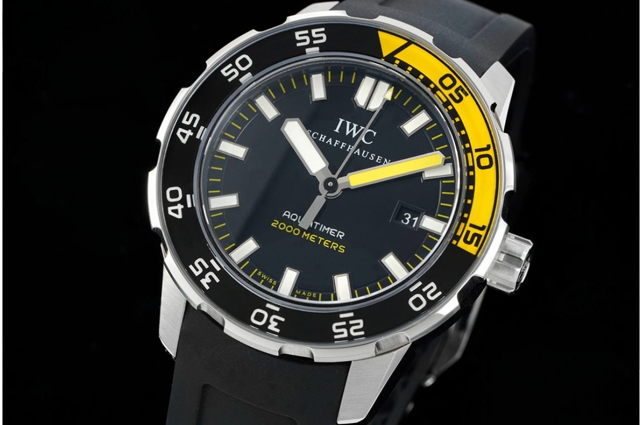 Aquatimer IW356802 44mm Blk/Yellow bezel Black Dial SS/RU JVSF A2892