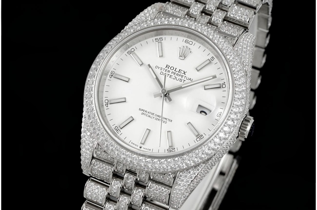 Datejust 41mm Full Diamonds 904L SS/SS White/Stk GMF A2824