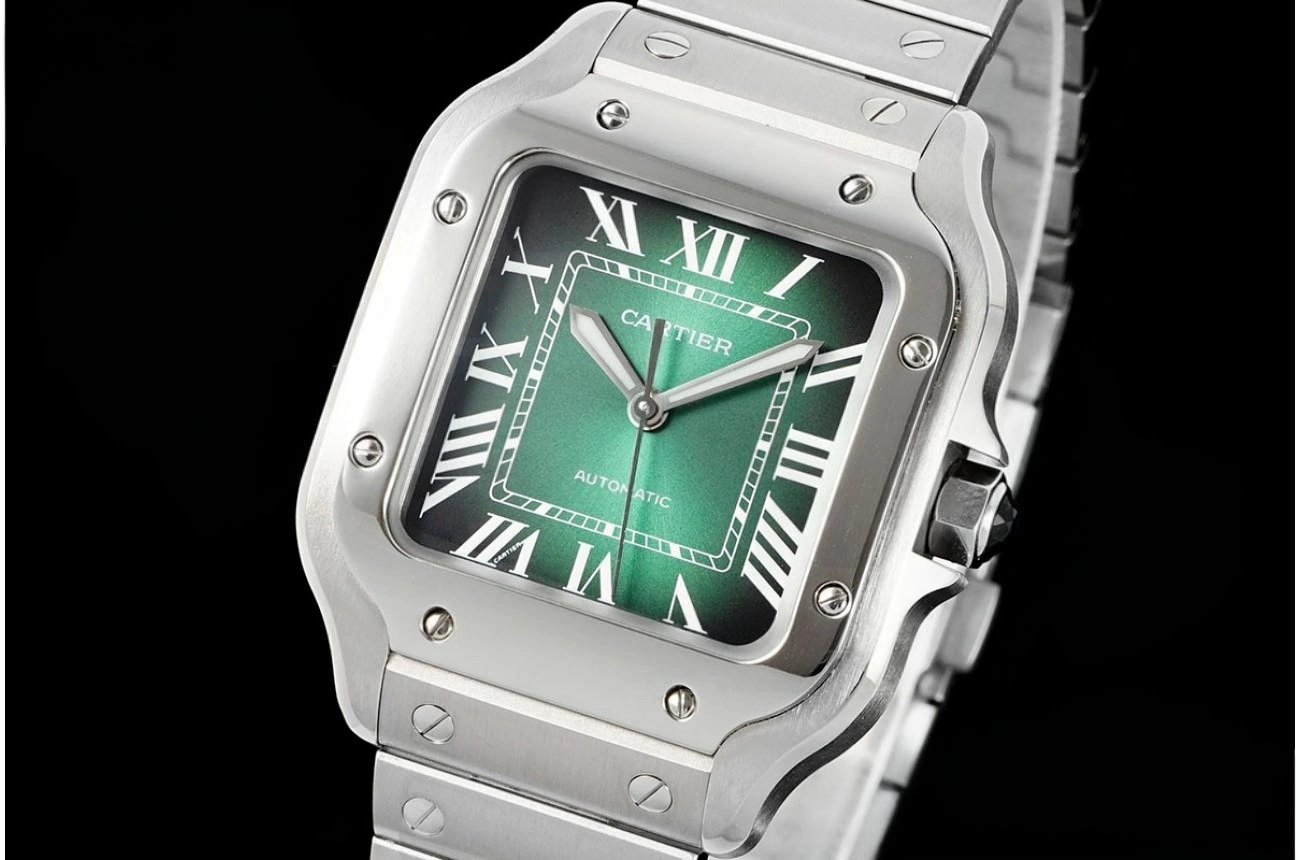 Santos De Cartier Mens 35mm SS/SS Green Dial BVF A9015