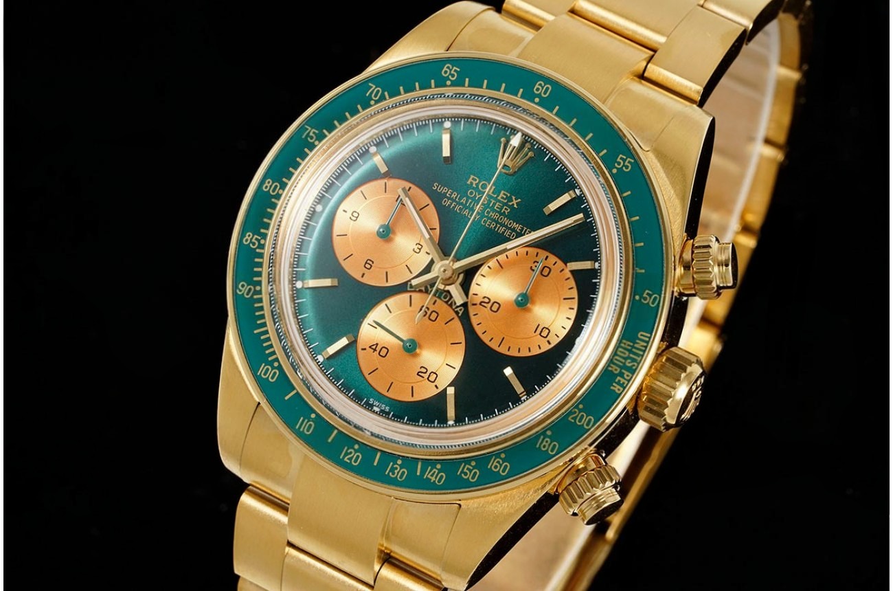 Daytona Retro 38mm YG/YG Green Dial ADGF A7750
