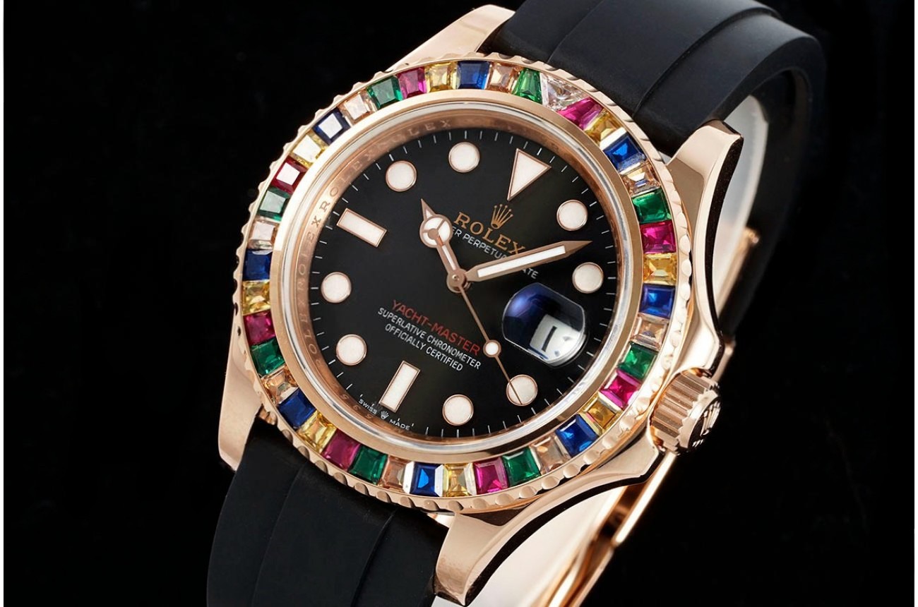 Yacht-Master 126695 42mm Gem Wrapped RG/RU Black/Dot KF VR3235(Gain Weight)