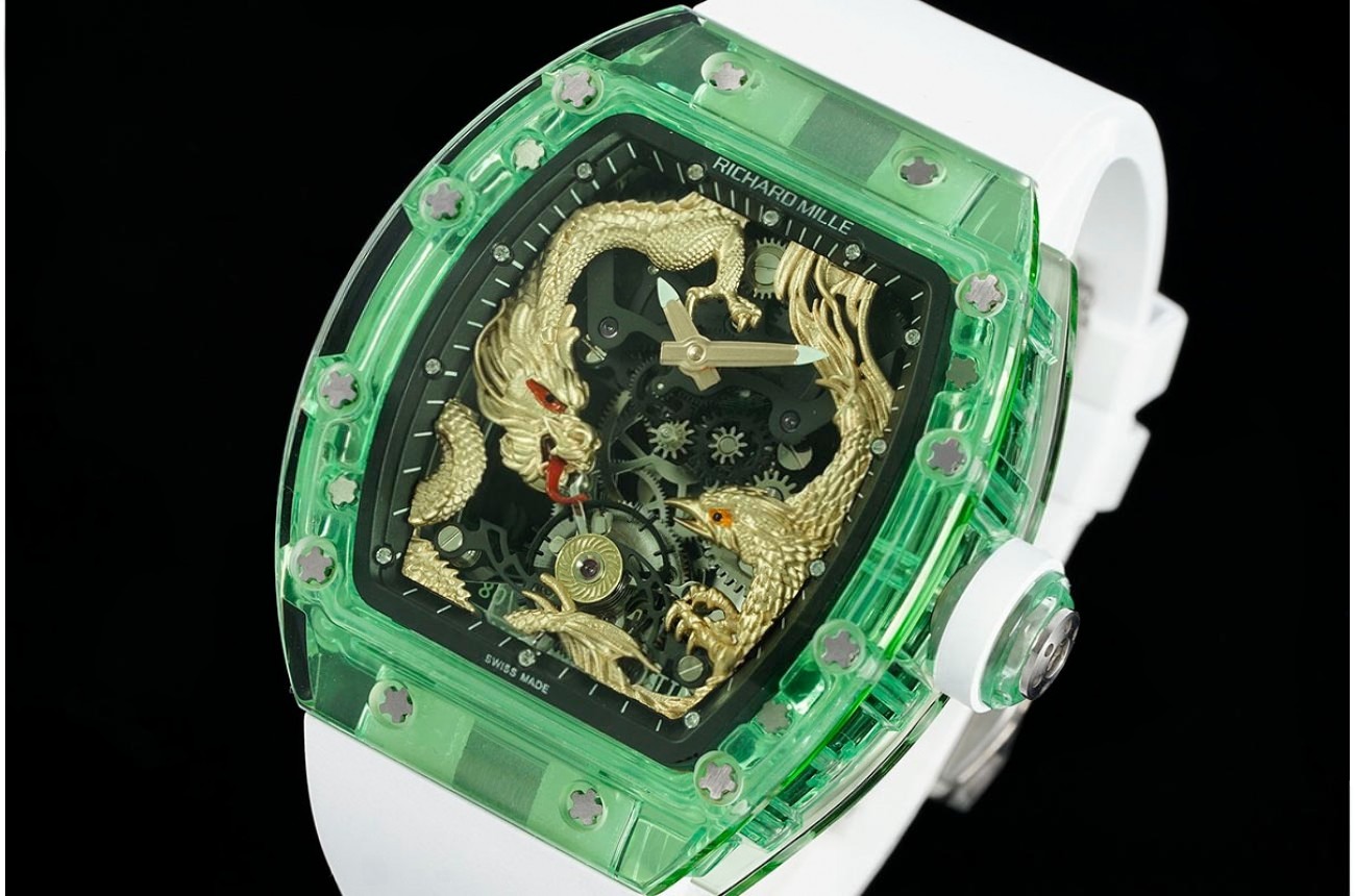 RM57-01 Eagle/Dragon Dial on White Rubber Strap RMF Tourb