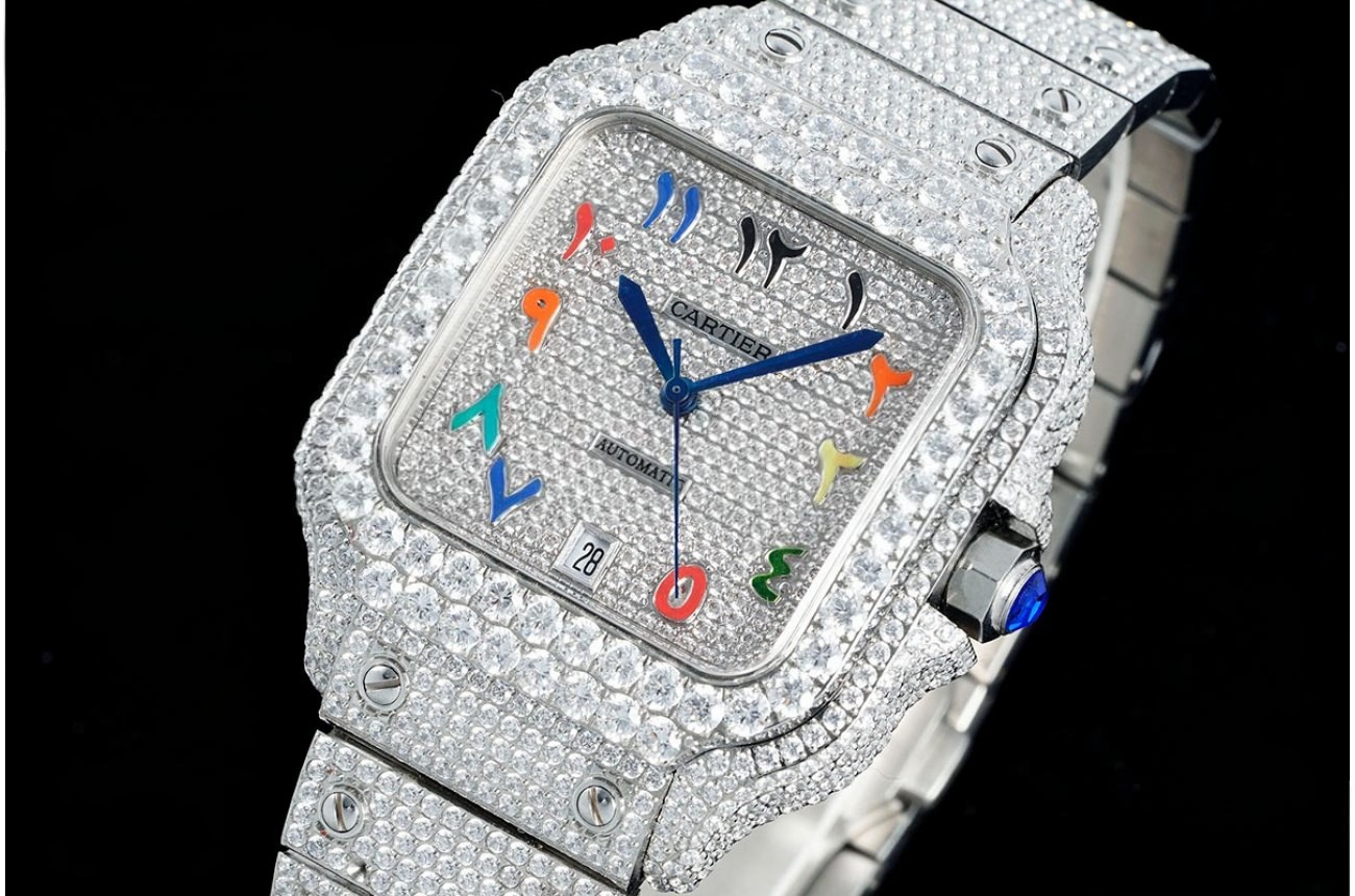 Santos 100 Mens XL 40mm SS/SS Dia/Arab Dial AMG MY9015