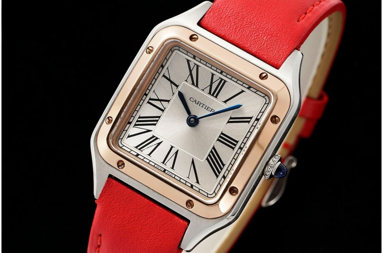 Santos Dumont Red RG/LE Silver Dial AF Quartz