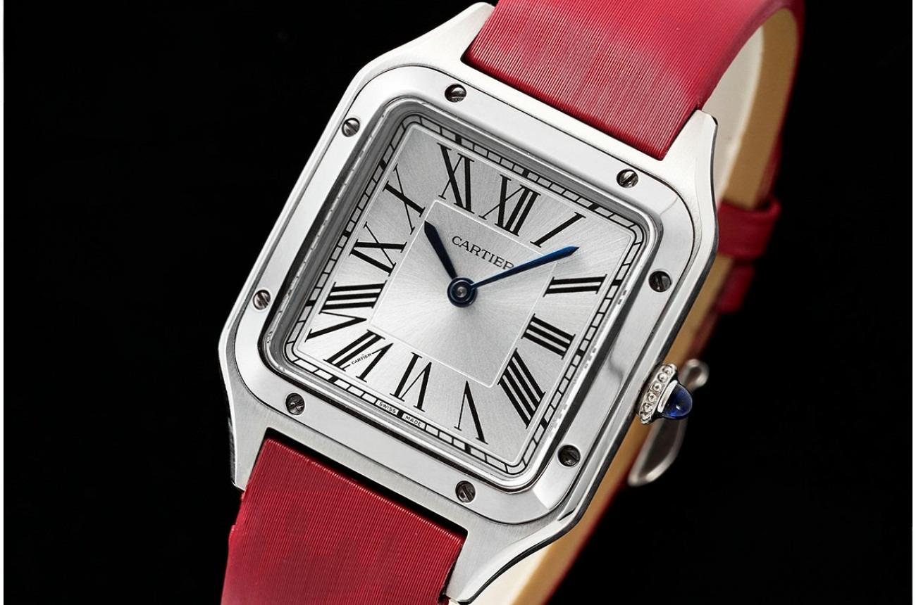 Santos Dumont Red SS/SA Silver Dial AF Quartz