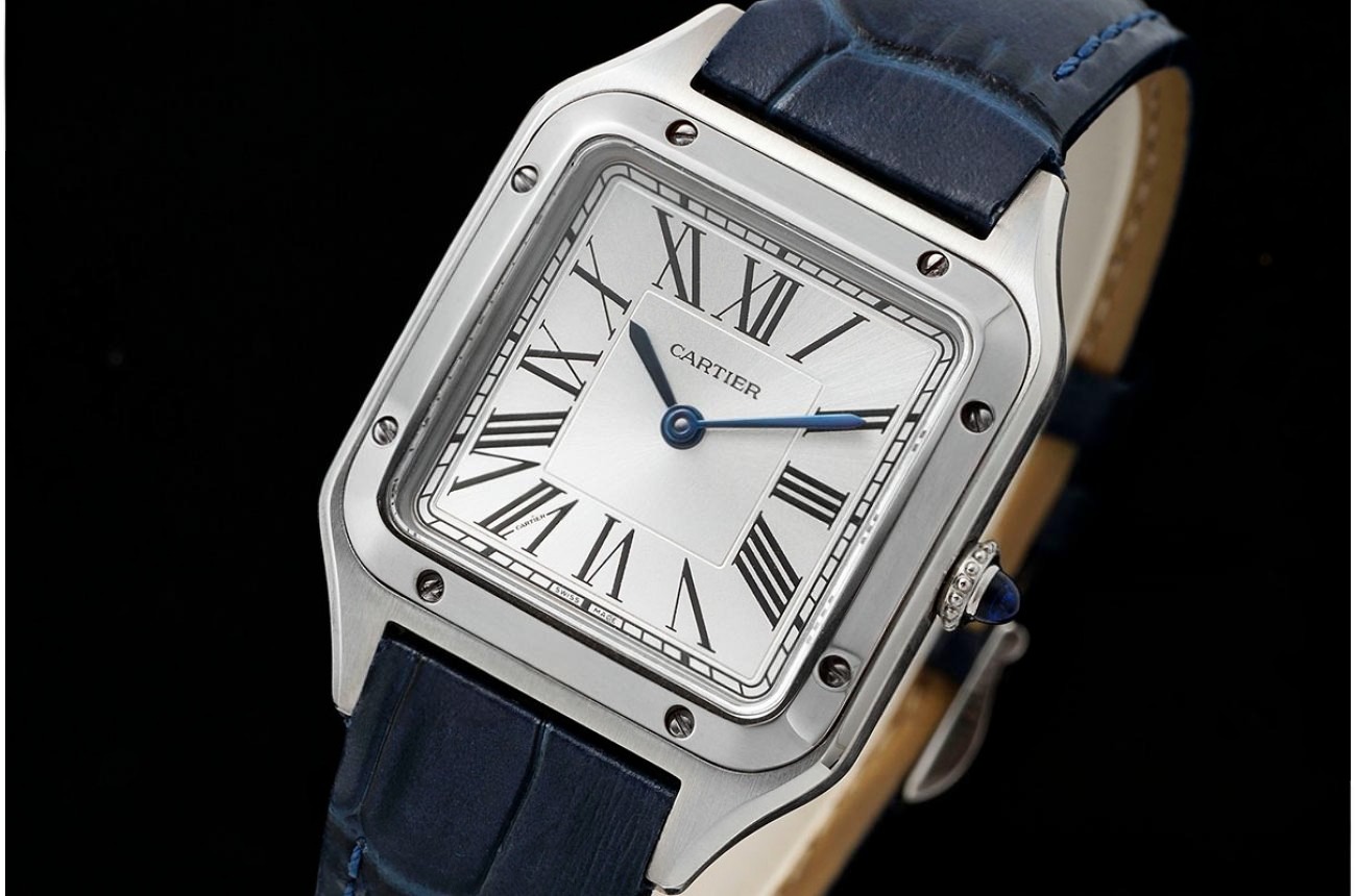 Santos Dumont Blue SS/LE Silver Dial AF Quartz