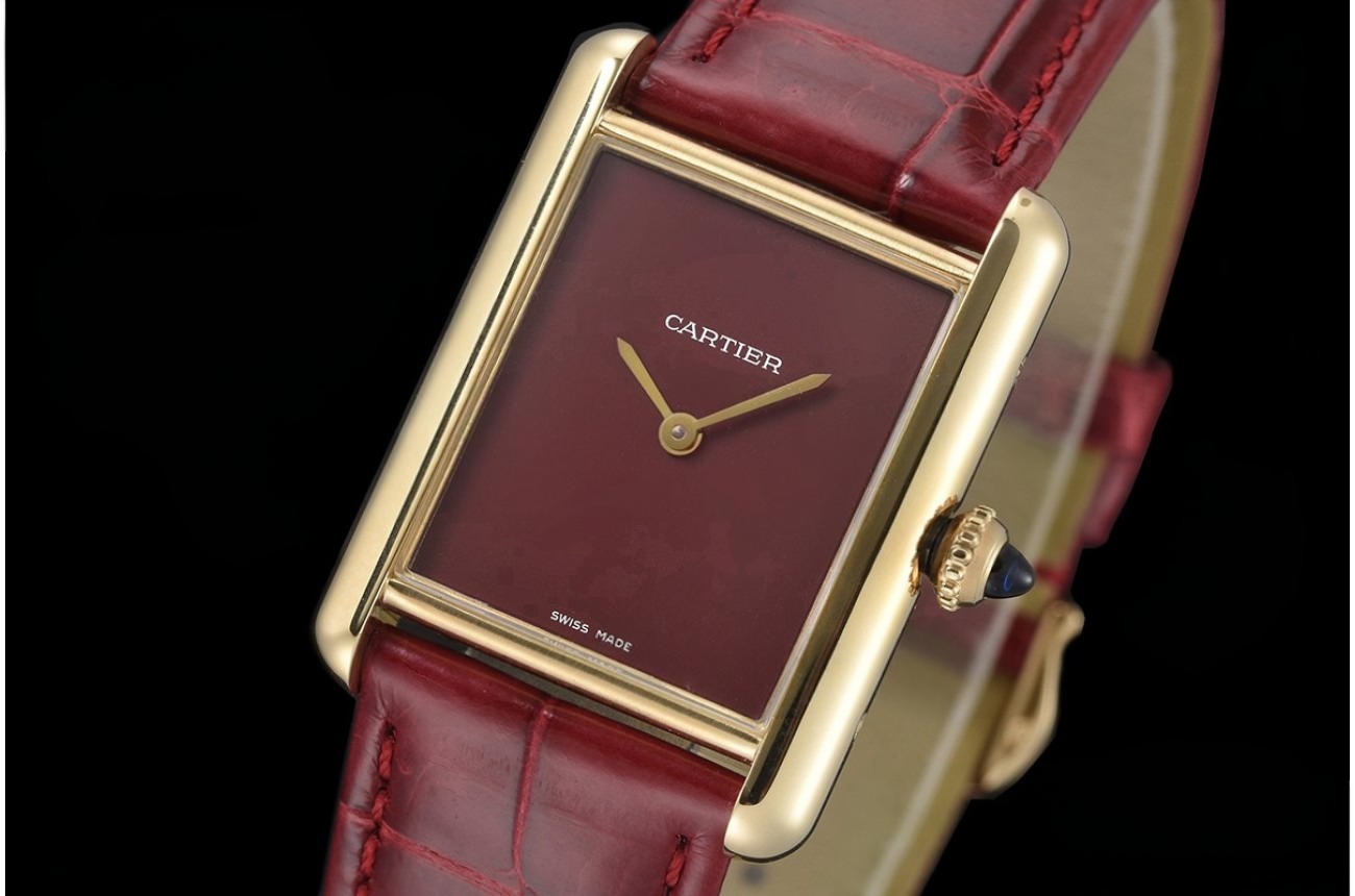 Tank Louis 25.5mm Alligator Leather YG/LE Red Dial DRF Quartz
