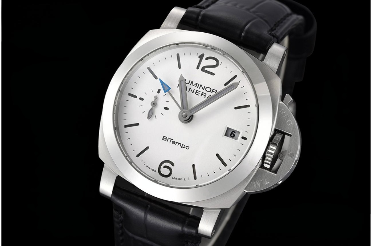 Luminor PAM1367 Bitempo GMT 40mm SS/LE White Dial VSF P900