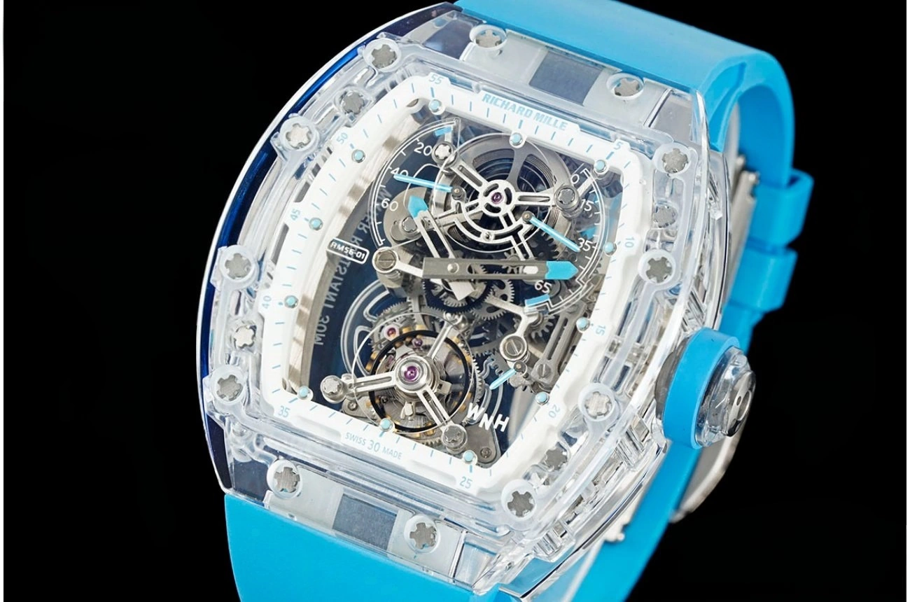 RM56-01 44mm Skeleton Dial on Blue Rubber Strap RMF Tourb