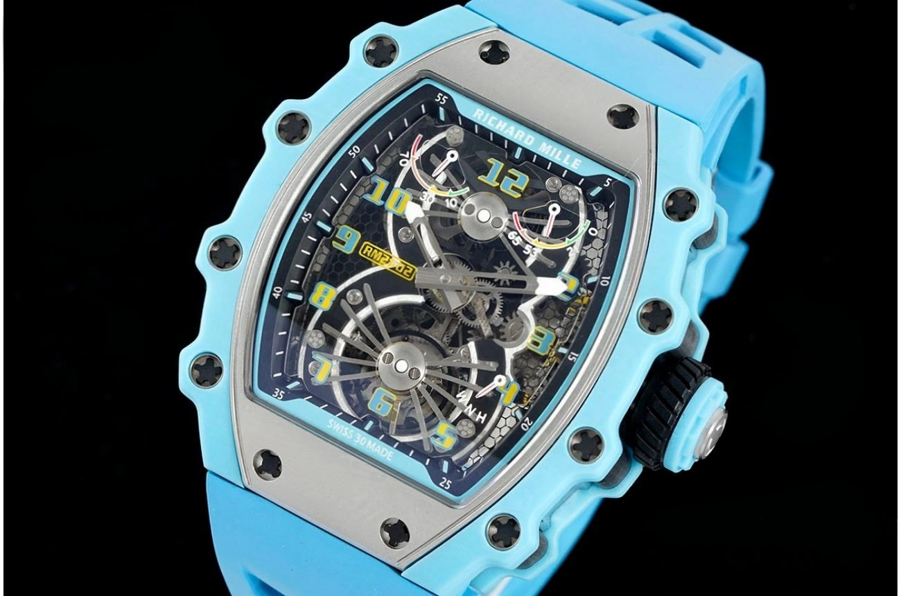 RM21-02 Blue Carbon Case on Blue Rubber Strap RMF Tourbillon
