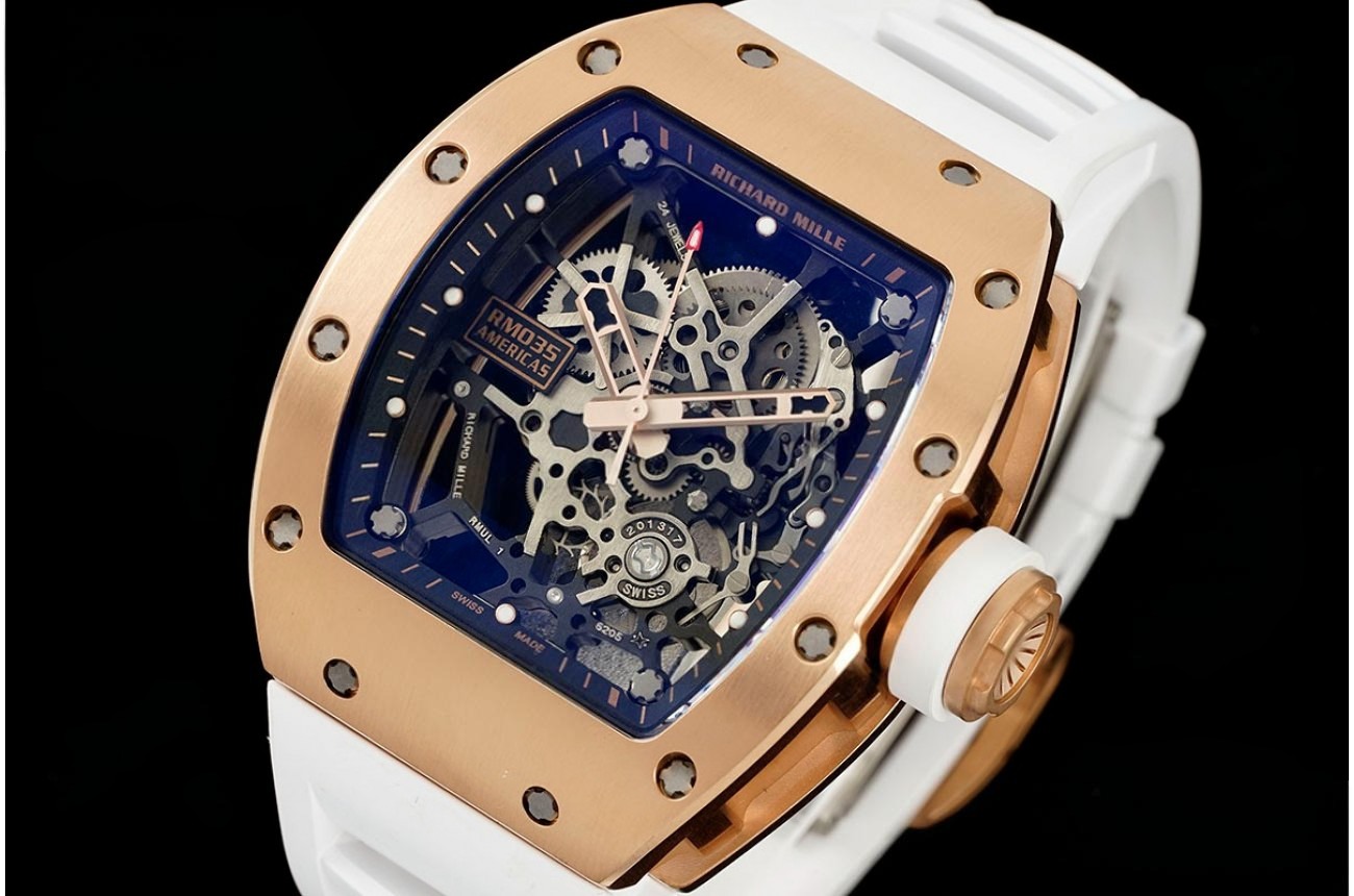 RM035 Americas RG Skeleton Dial on White Strap Sonic RMUL1