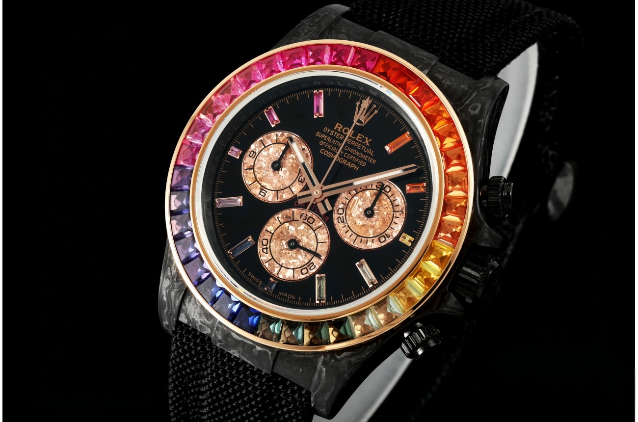 Daytona Rainbow 40mm Carbon/NY Black/Stk Dial Sonic DD4130