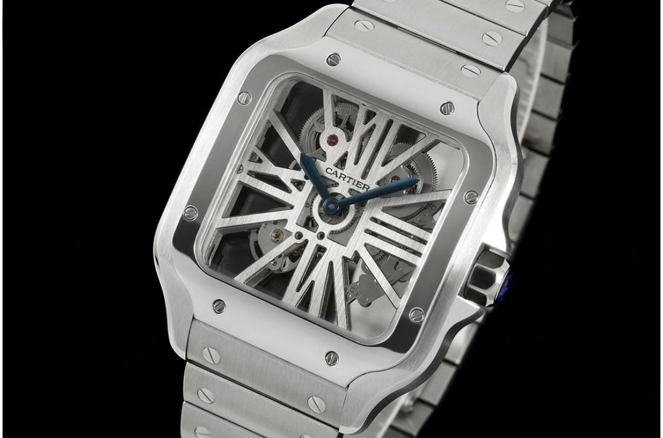 Santos De Cartier 40mm Grey Bezel SS/SS Skeleton Dial RICHF 9611MC Super Clone