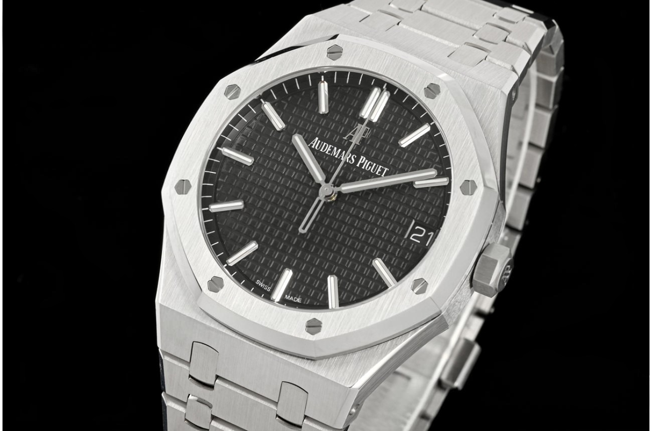 Royal Oak 41mm 15500 SS/SS Black/Stk ZF SA4302 Super Clone (Free Sprung)