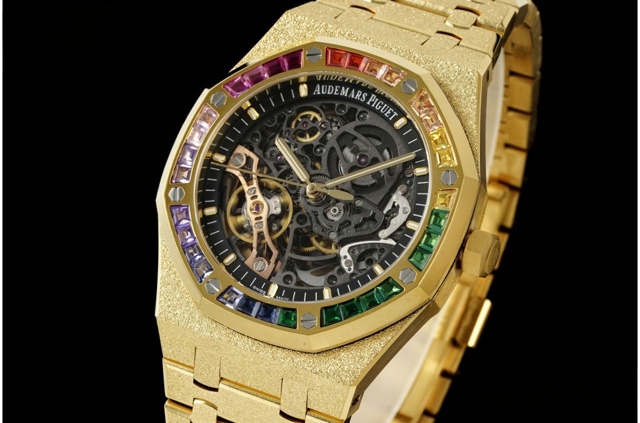 Royal Oak 15412BA Frosted 41mm DIa YG/YG Skeleton Dial THBF V3 SH3132 (Free Sprung)