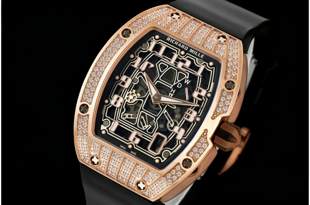 RM67-01 39mm Dia RG/RU Skeleton Dial on Black Rubber strap AVF CRMA6