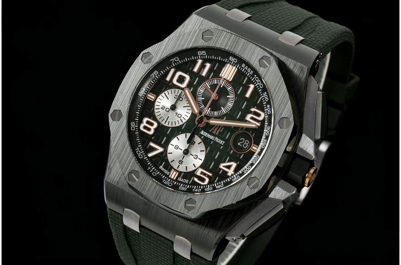 Royal Oak Offshore 26405CE 44mm Black Ceramic/RU Green/Num Dial JF A3126