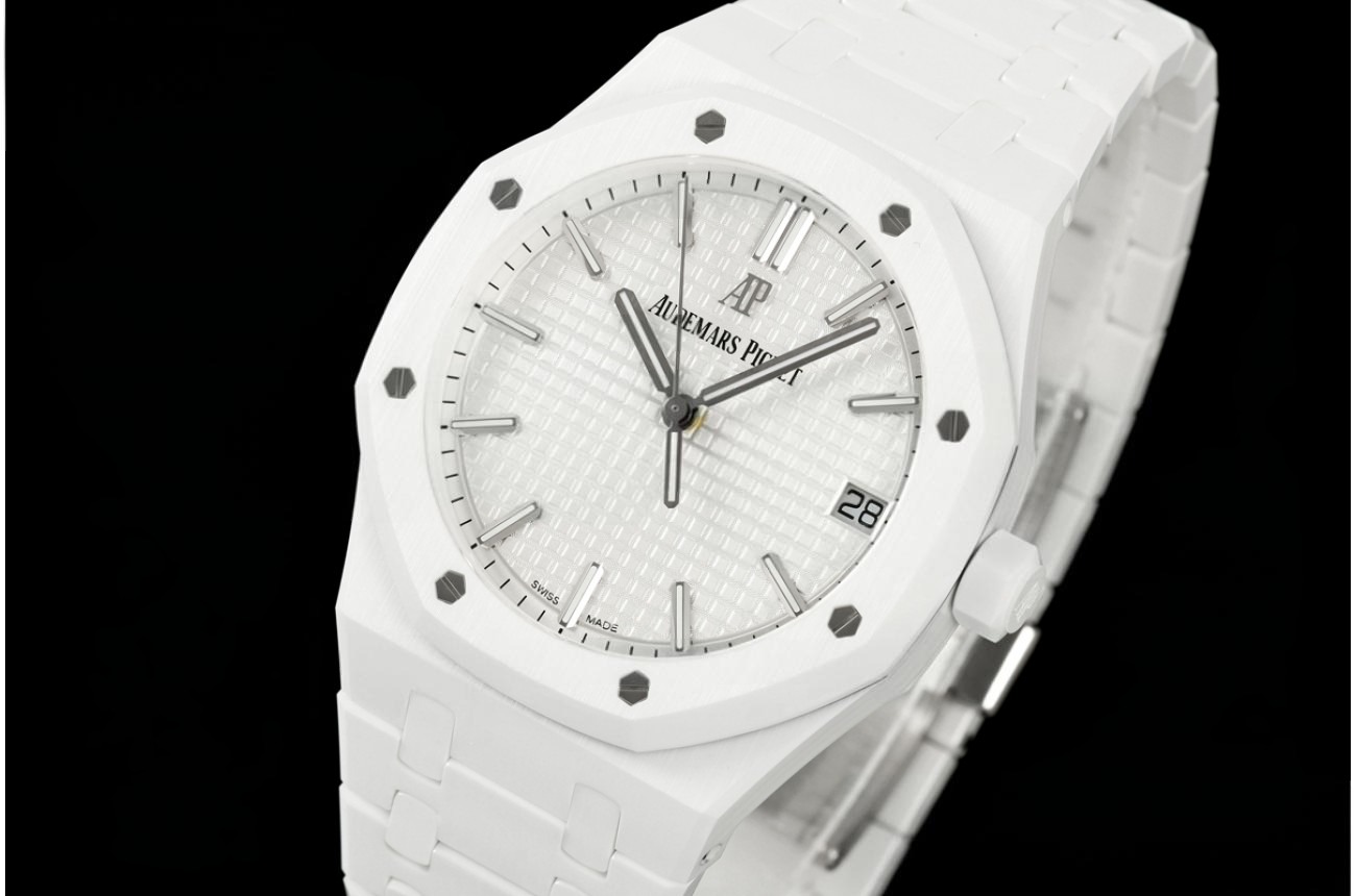 Royal Oak 41mm 15500 White Ceramic/Cer White/Stk ZF SA4302 (Free Sprung)