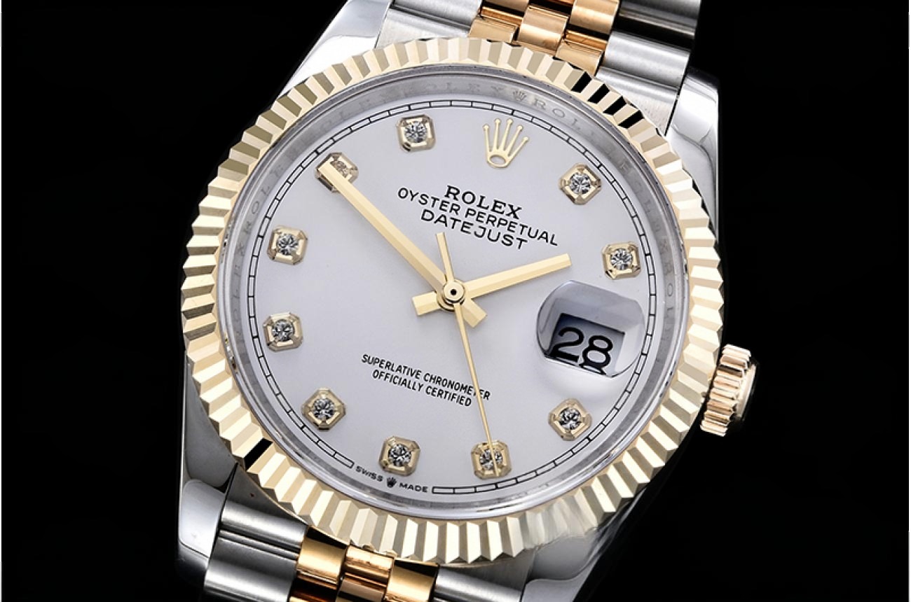 Rolex - DJ 36mm Jub Flt Wrp YG/SS Wht Diam GMF A3235