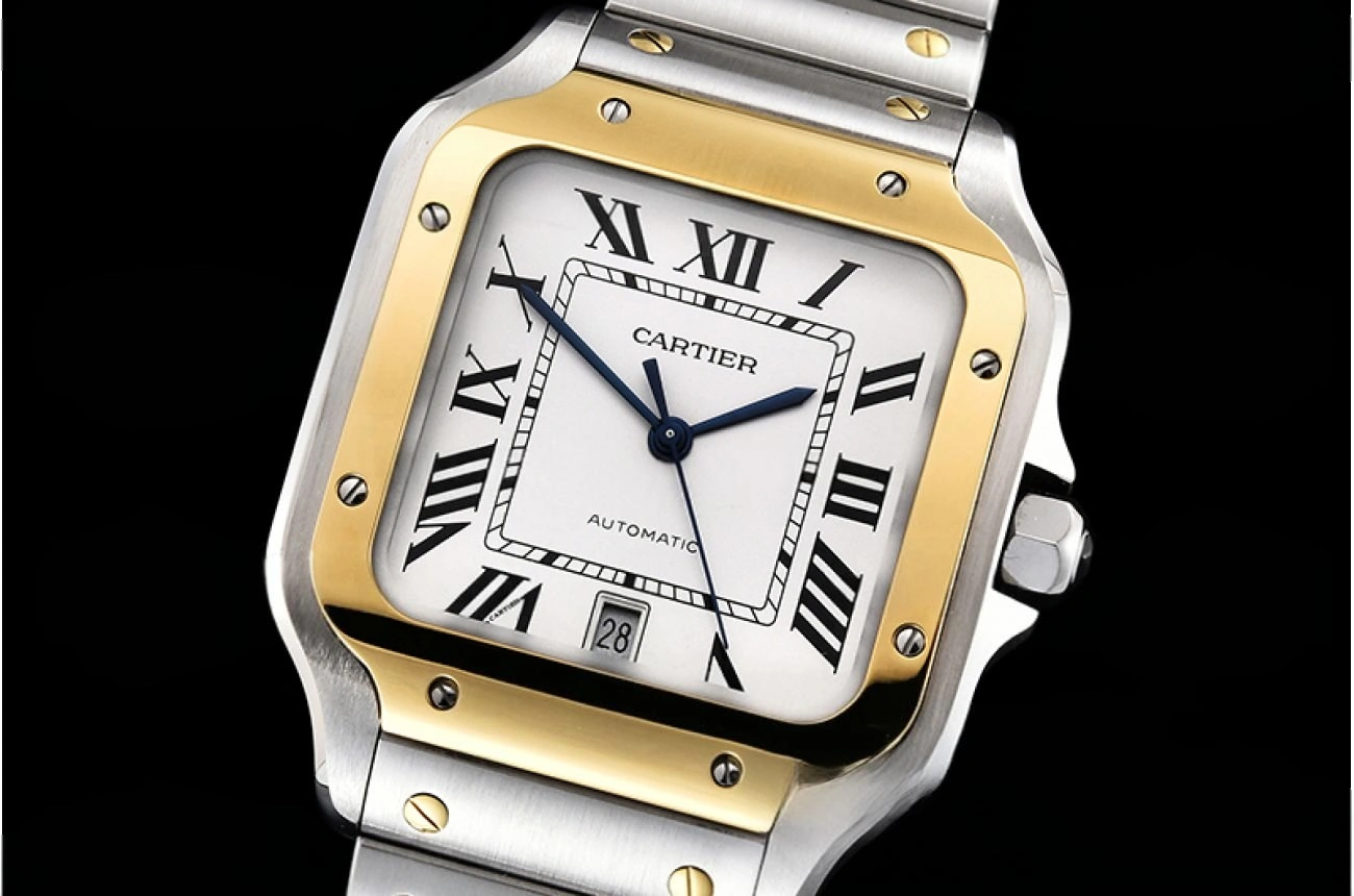 Cartier - Santos De Cartier Mens XL YG/SS White 3KF MY9015
